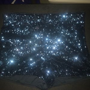 Sequined navy shorts